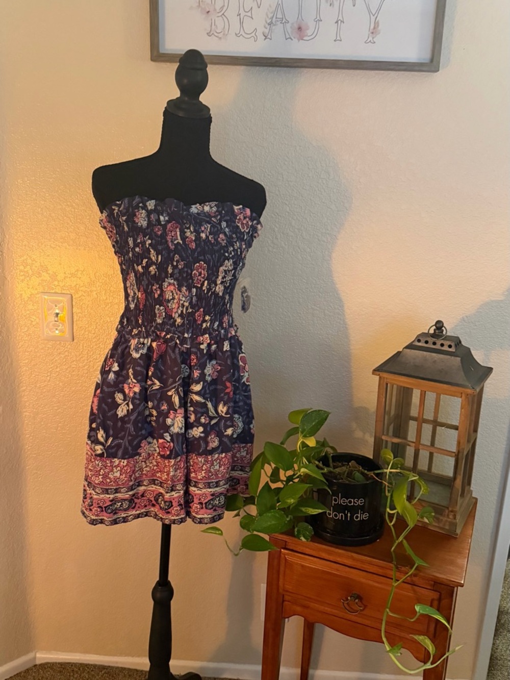 Jessica Simpson Navy Floral Strapless Romper